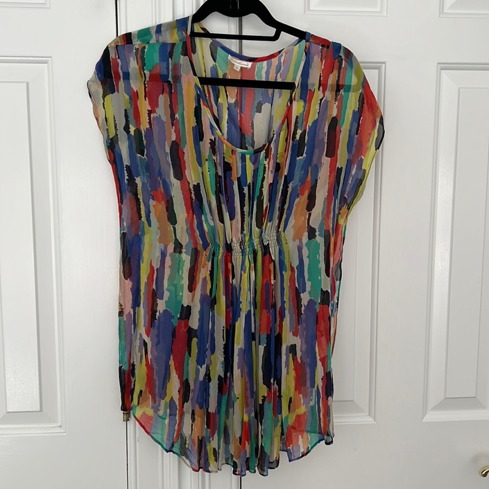 Gorgeous colorful bright sheer coverup by Shoshanna